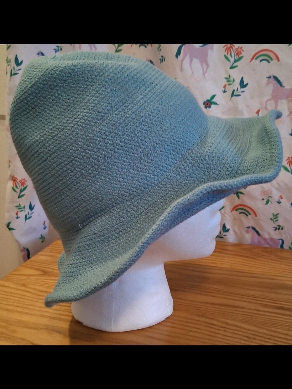EUC Vintage Y2K Jacques Le Corre Paris Pastel Blue Cotton Casual Floppy Hat Cap - Picture 4 of 6